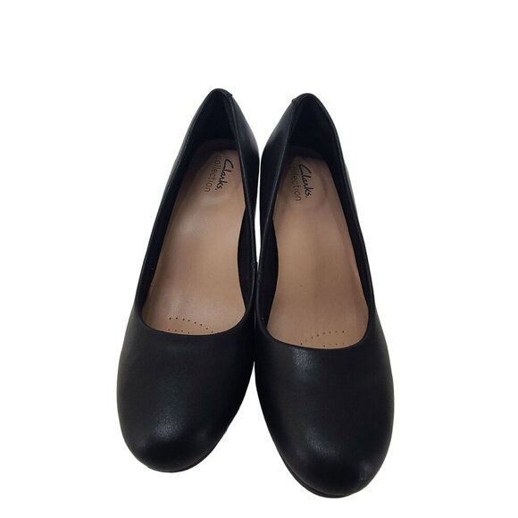 Clarks Womens Adriel Viola Closed Toe Classic PUMPS Black Leather Size 8 - Picture 2 of 8